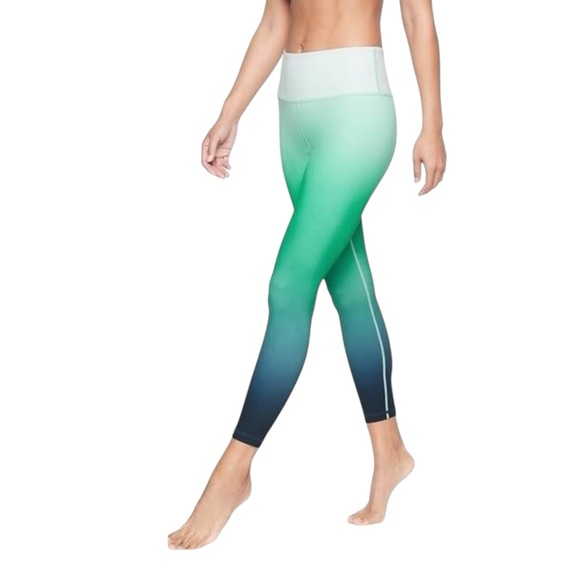 Athleta Green & Blue Ombre Elation 7/8 Tight Leggings Pants size Large - Picture 2 of 12